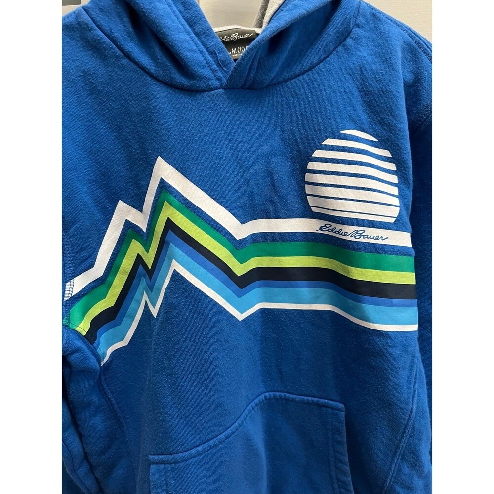 EDDIE BAUER HOODIE/JACKET BLUE COLOR SIZE 10/12 Medium SUNSHINE MOUNTAIN PRINT